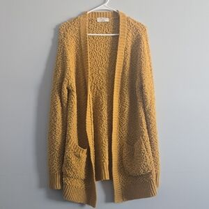 Zenana Outfitters Mustard Yellow Textured Cardigan Size Medium